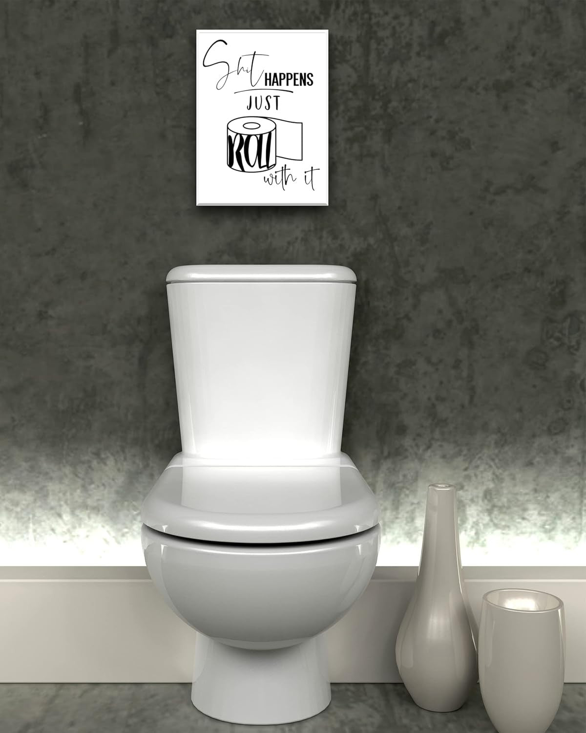 Funny Bathroom Wall Art 12x16 Framed Waterproof Canvas