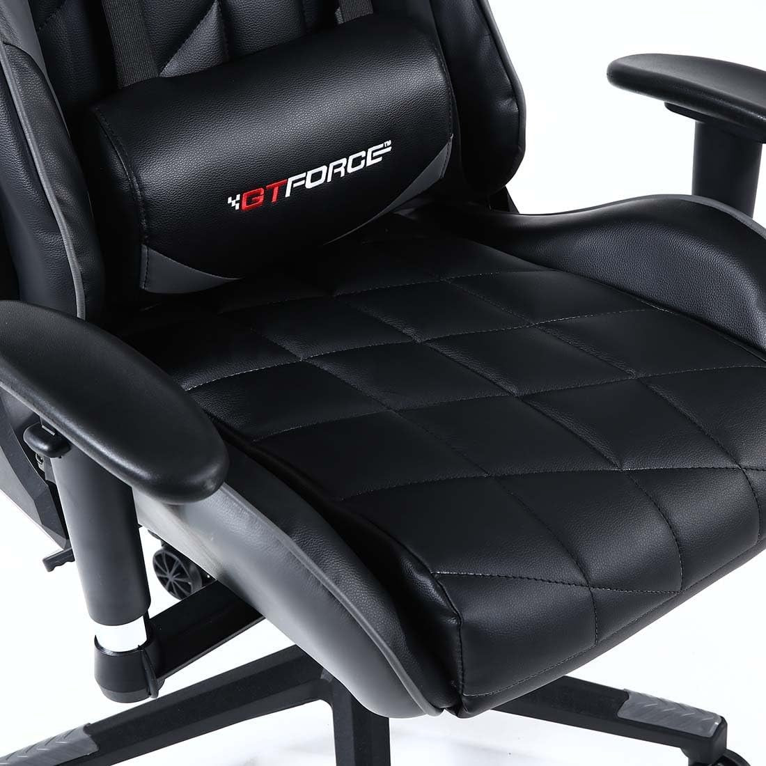 Reclining Gaming Chair Faux Leather Swivel High Back Grey
