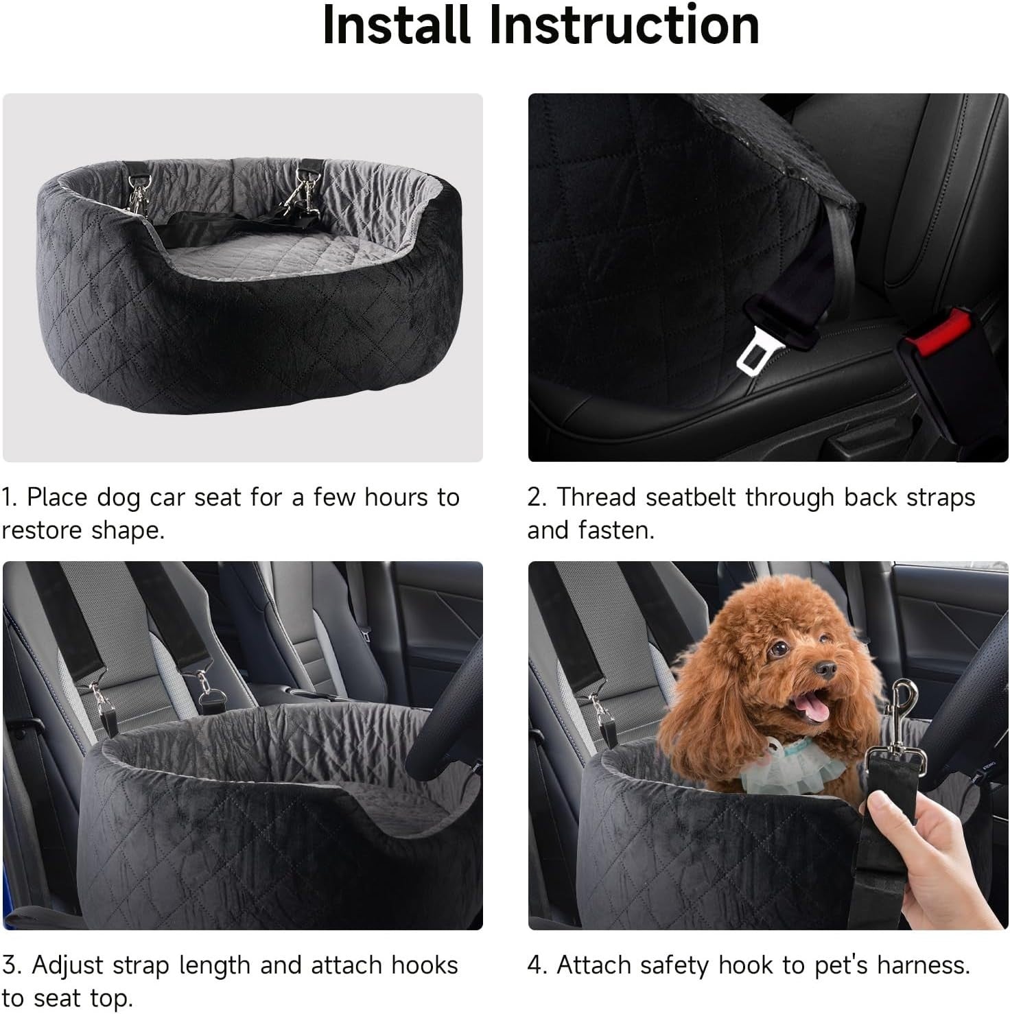 Elevated Dog Car Bed Seat Washable Pet Travel Booster Up To 35lbs