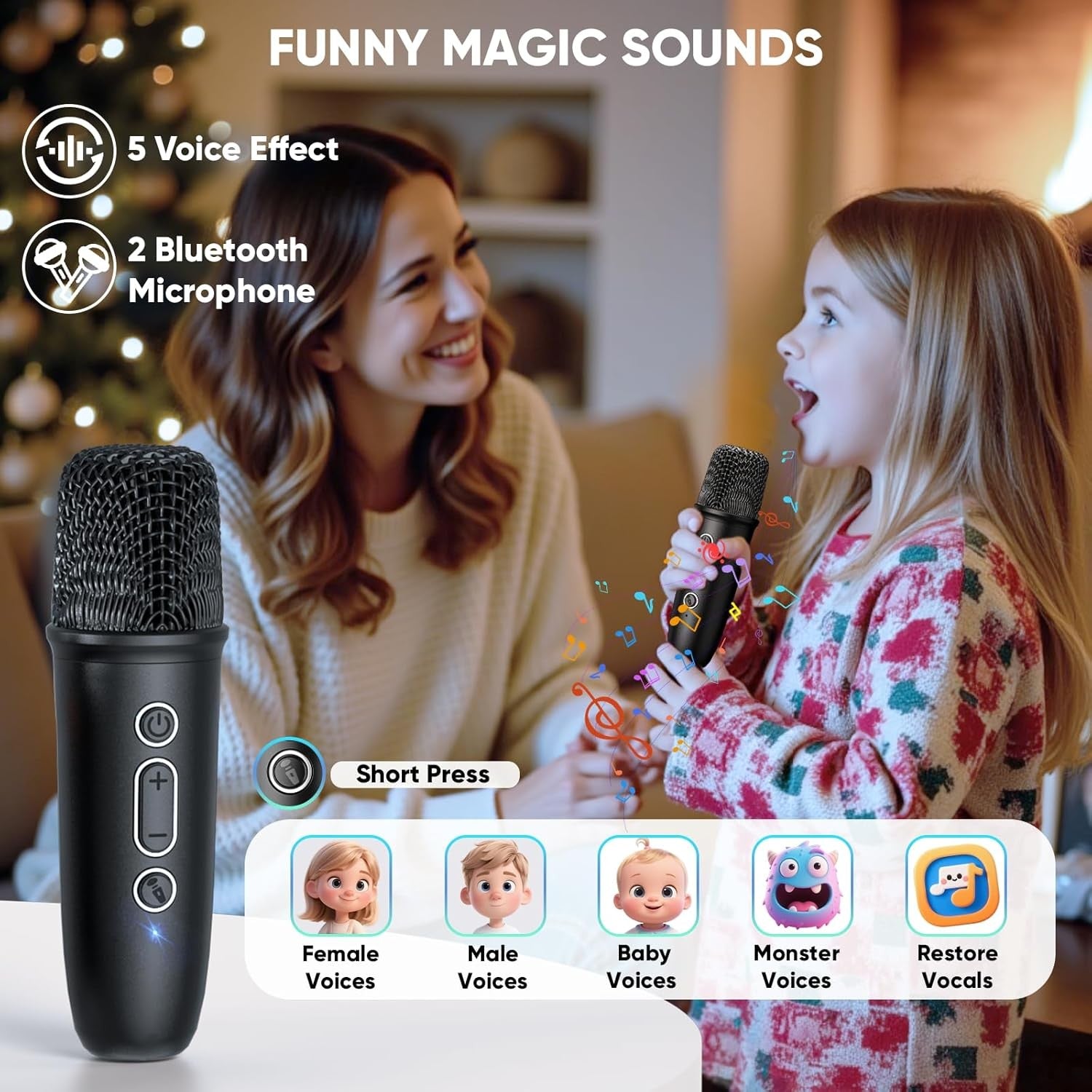 Kids Karaoke Machine with 2 Mics Bluetooth LED Party Speaker