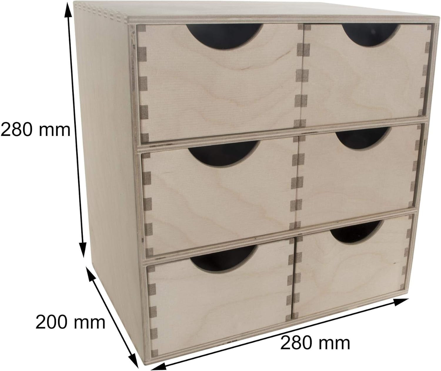 Wooden Desk Organiser 6-Drawer Mini Chest Birchwood Storage Cabinet 28cm