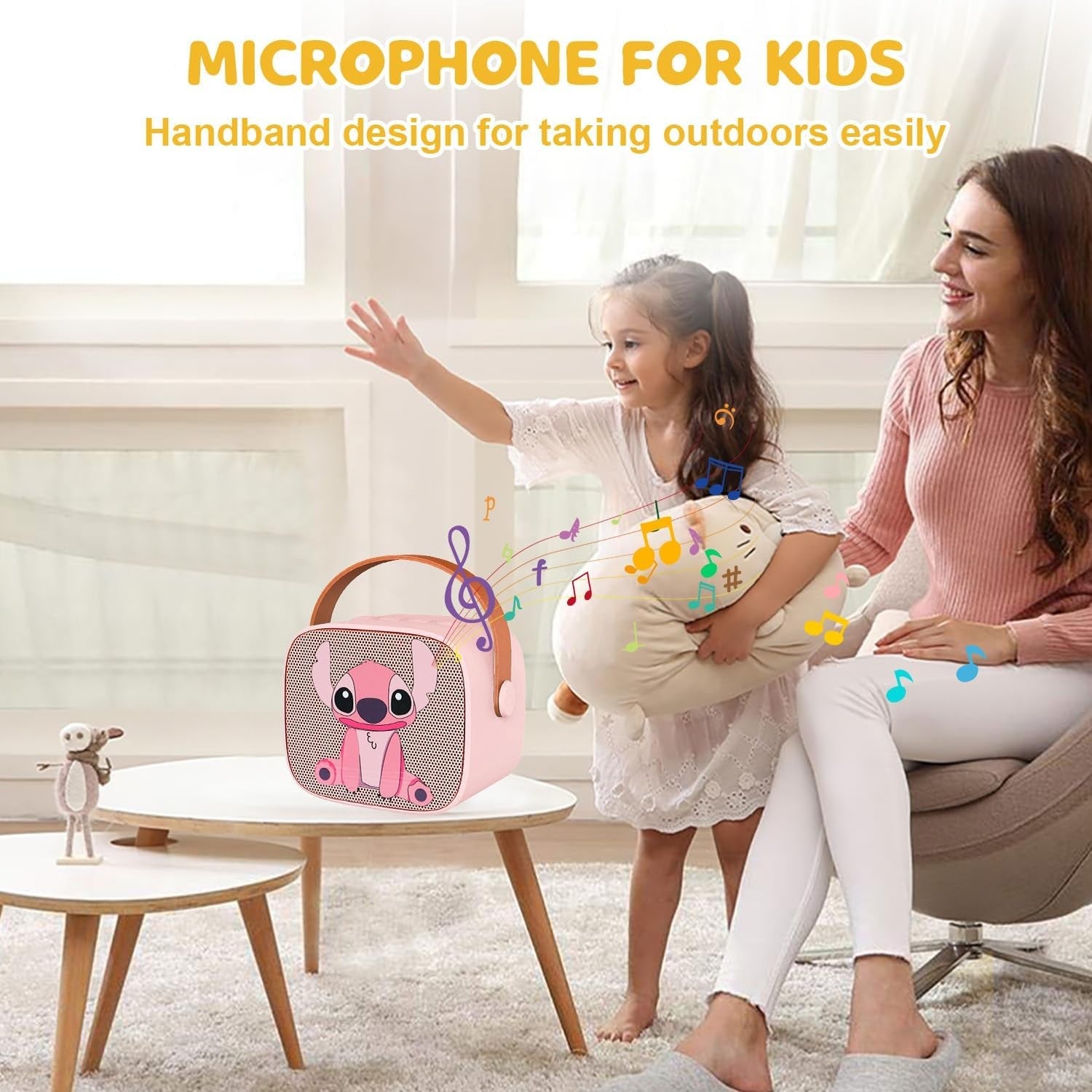 Kids Karaoke Machine Bluetooth Speaker 2 Wireless Mics LED Lights