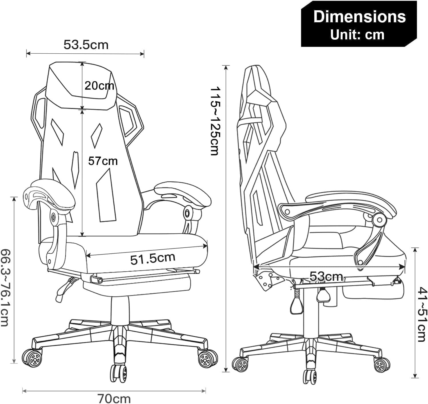 Ergonomic Mesh Gaming Chair Recliner w/ Footrest Lumbar