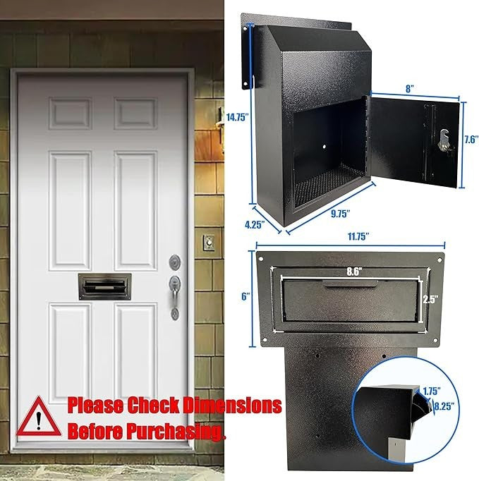 Secure Steel Drop Box w/ Combo Lock – Anti-Fishing Mail Slot, Rear Access, Small
