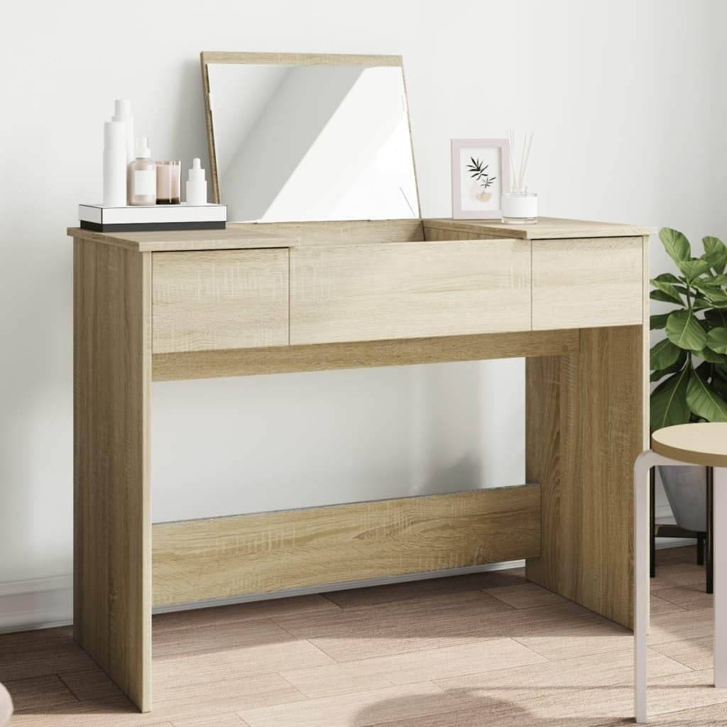 Vanity Dressing Table Sonoma Oak Mirror Storage Bedroom Beauty Station