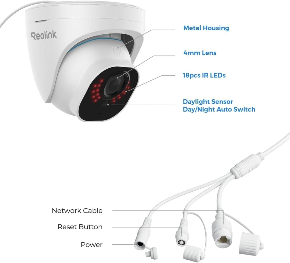 4K PoE Security Camera Outdoor AI Human Vehicle Detection IP66