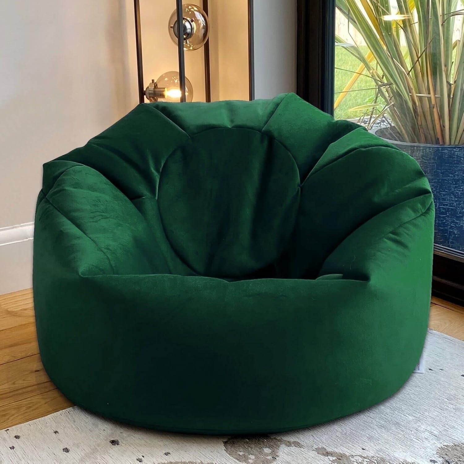 Plush Velvet Beanbag Chair Large Soft Lounger Indoor Floor Seating Emerald