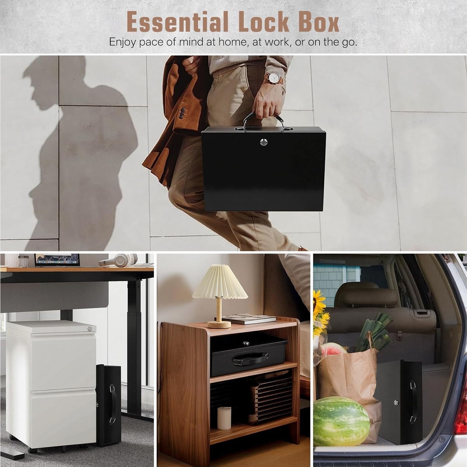 Fireproof Document Box Key Lock A4 File Cash Passport Storage Chest