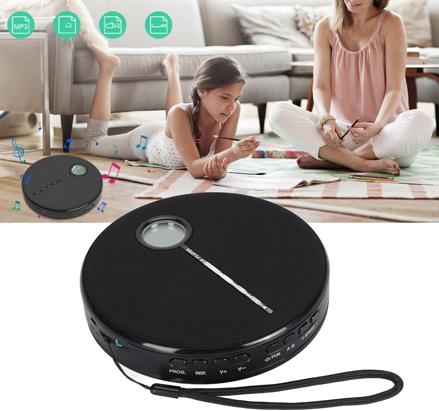 Portable Bluetooth CD Player Rechargeable Speaker Anti Skip AUX