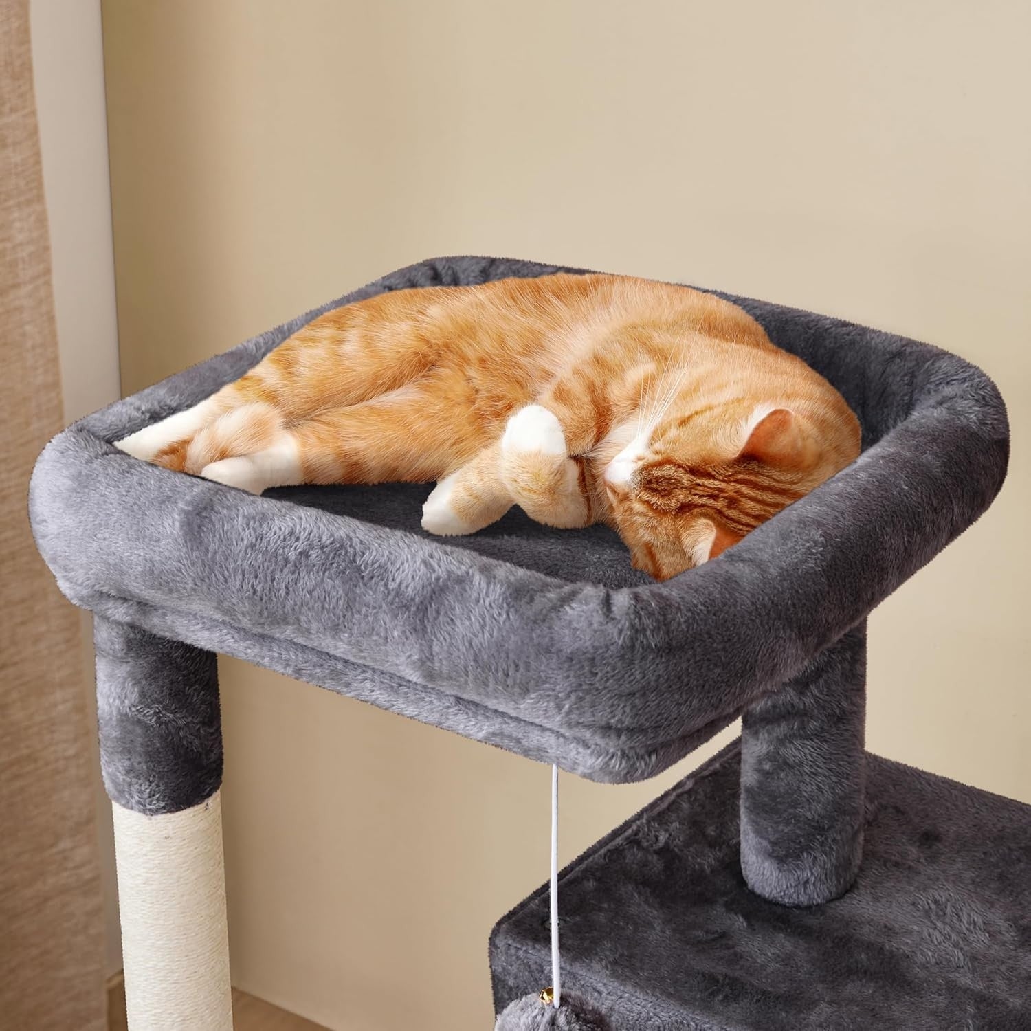 106cm Cat Tree Tower Multi Level Double Condo Scratching Post Dark Grey