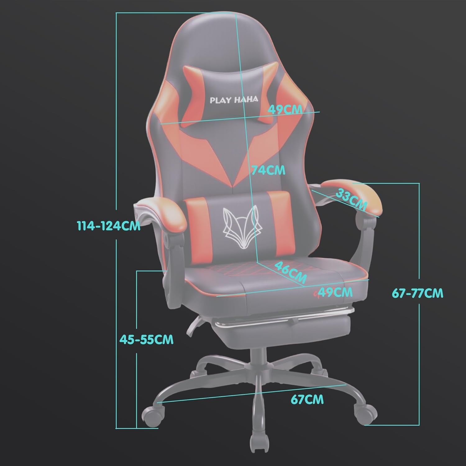 Ergonomic Gaming Chair Reclining PU Leather 150kg Red Black