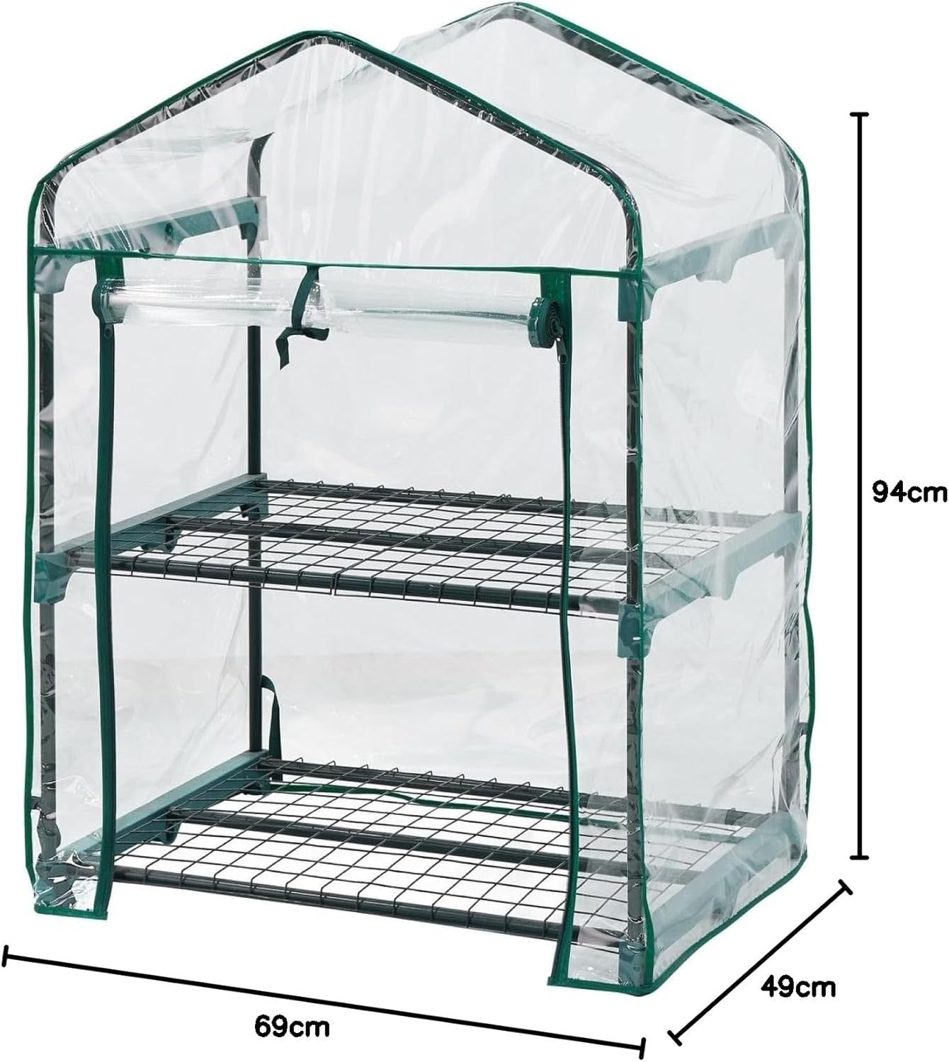 Mini Greenhouse 2 Tier Cold Frame with PVC Cover Roll-Up Door for Plants