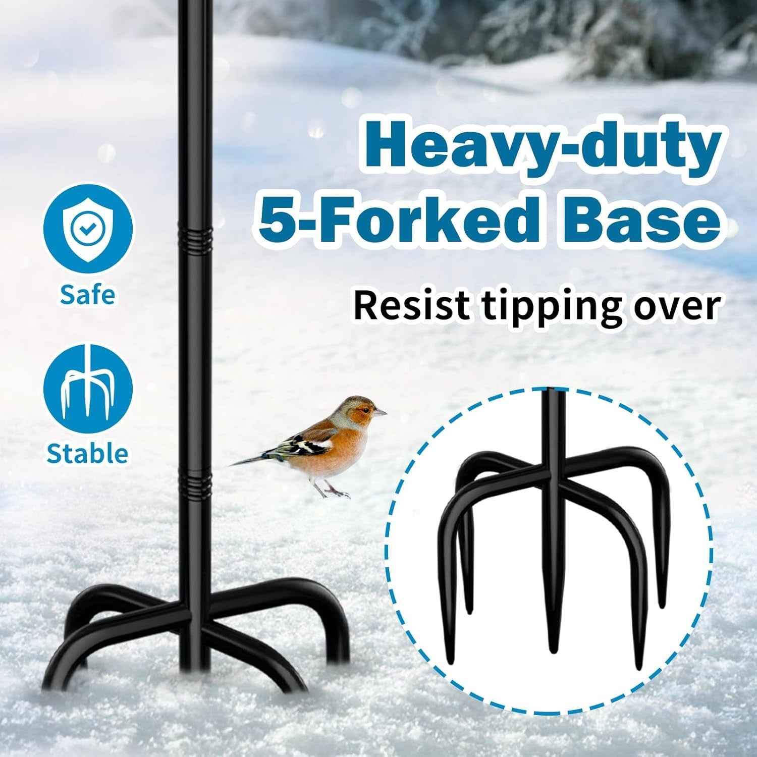 Heated Bird Bath Blue Outdoor Water Feeder 100W Thermostat Metal Stand Winter