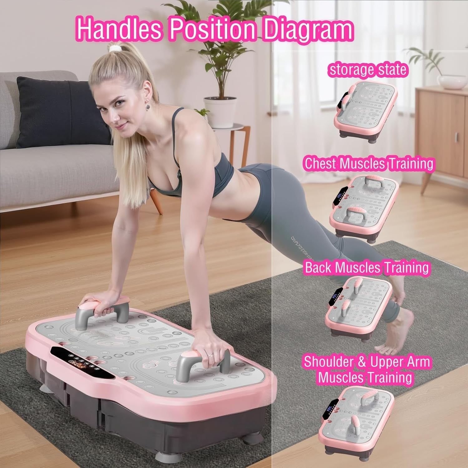 Pink Vibration Plate Exercise Machine Whole Body Workout Home Fitness