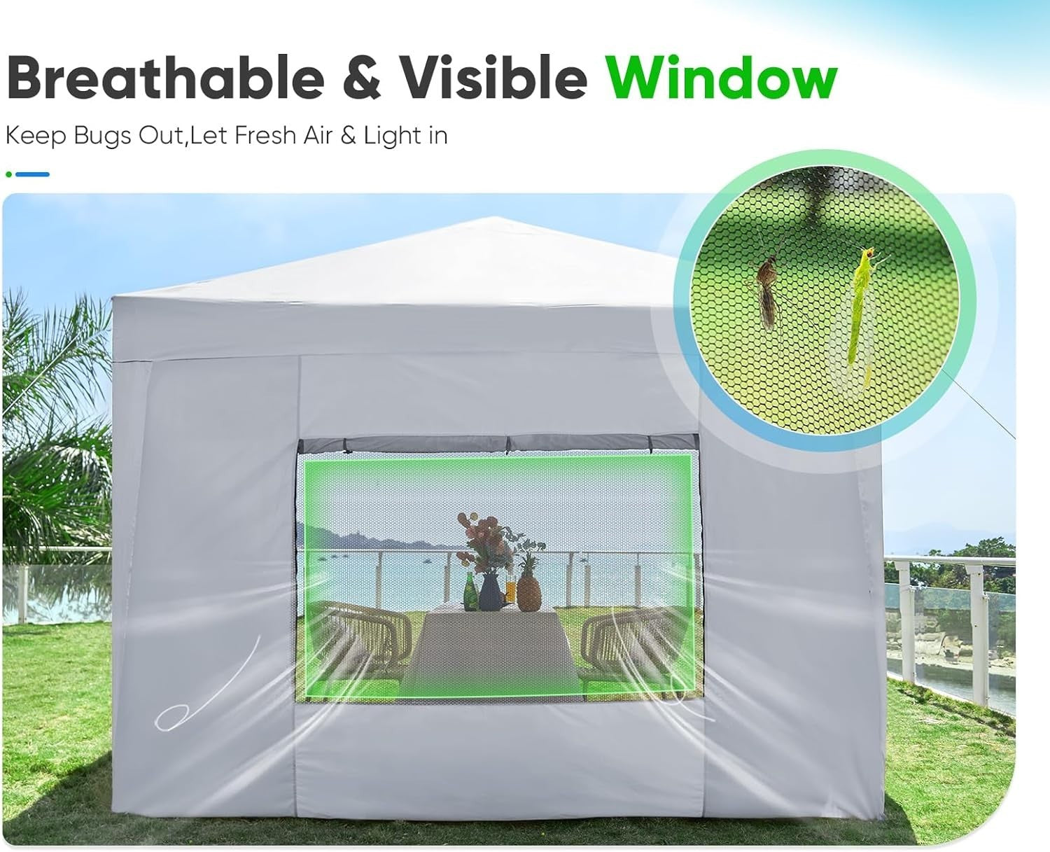 3x3M White Pop Up Gazebo With Mesh Sidewalls Outdoor Tent