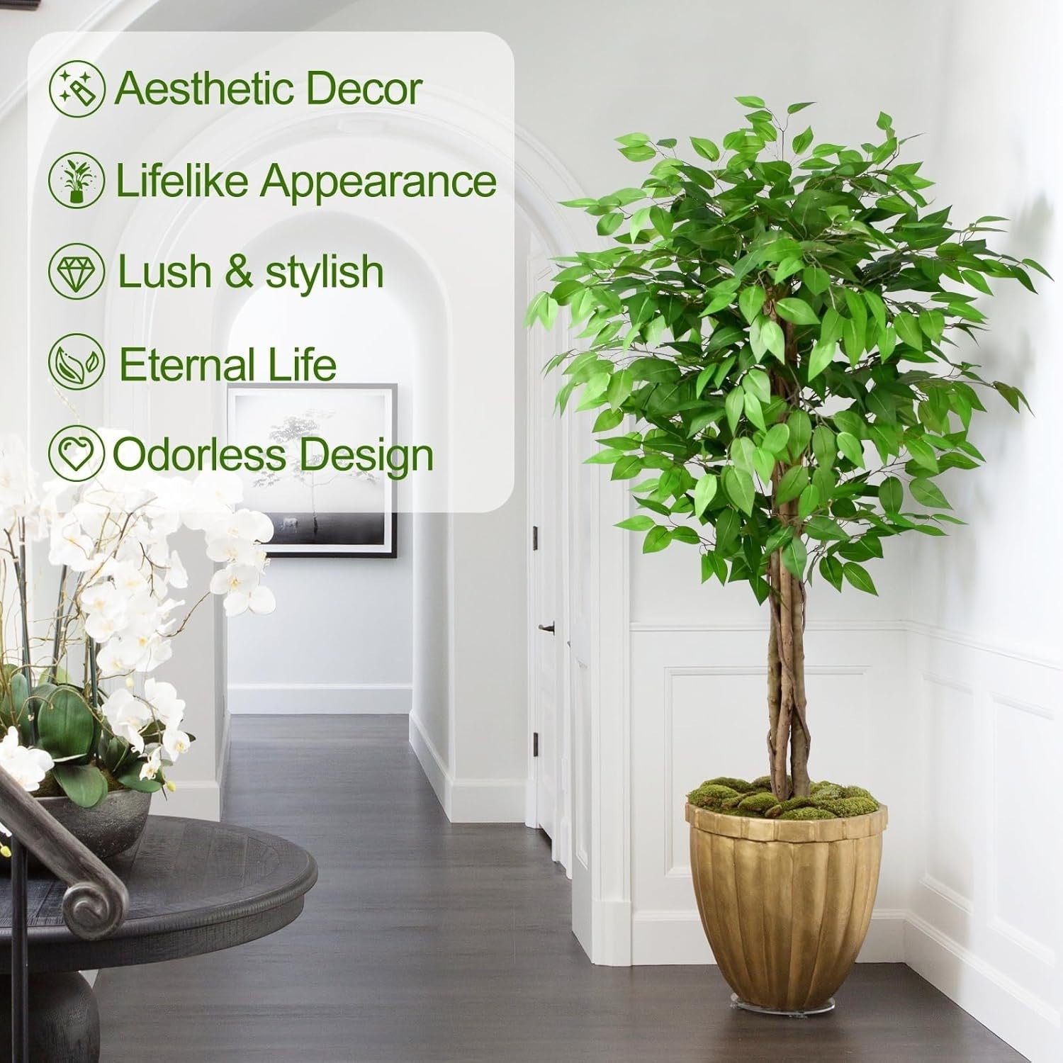 5ft Ficus Artificial Tree 150cm Lifelike Indoor Potted Faux Green Plant Decor