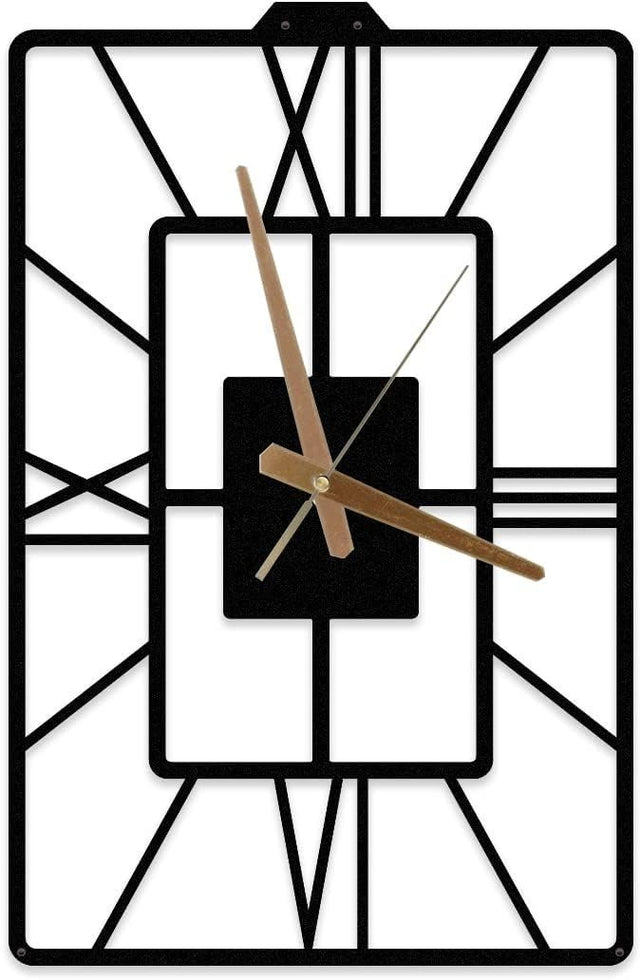 70x50cm Large Modern Rectangular Wall Clock Silent Quartz Rustic Decor