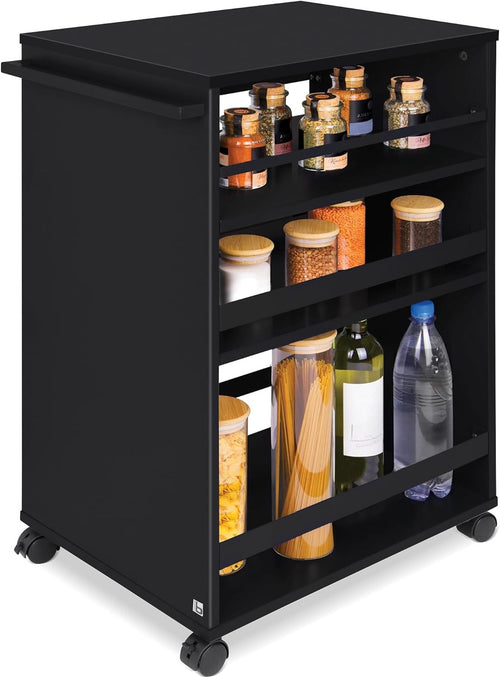 Kitchen Storage Cart on Wheels Slim Rolling Trolley Adjustable Shelves