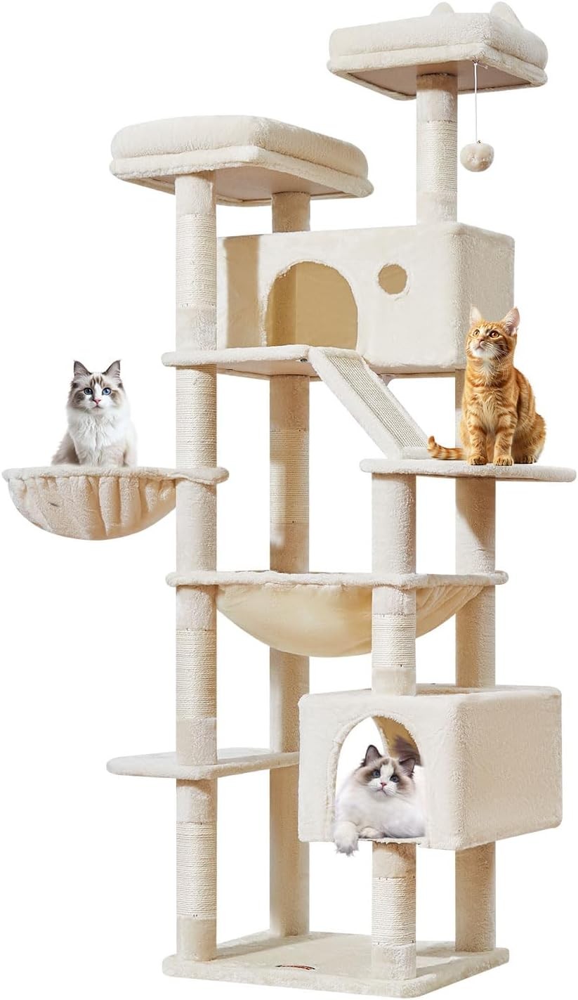 180cm Cat Tree Tower Large Multi Level Scratching Post Condo Hammock