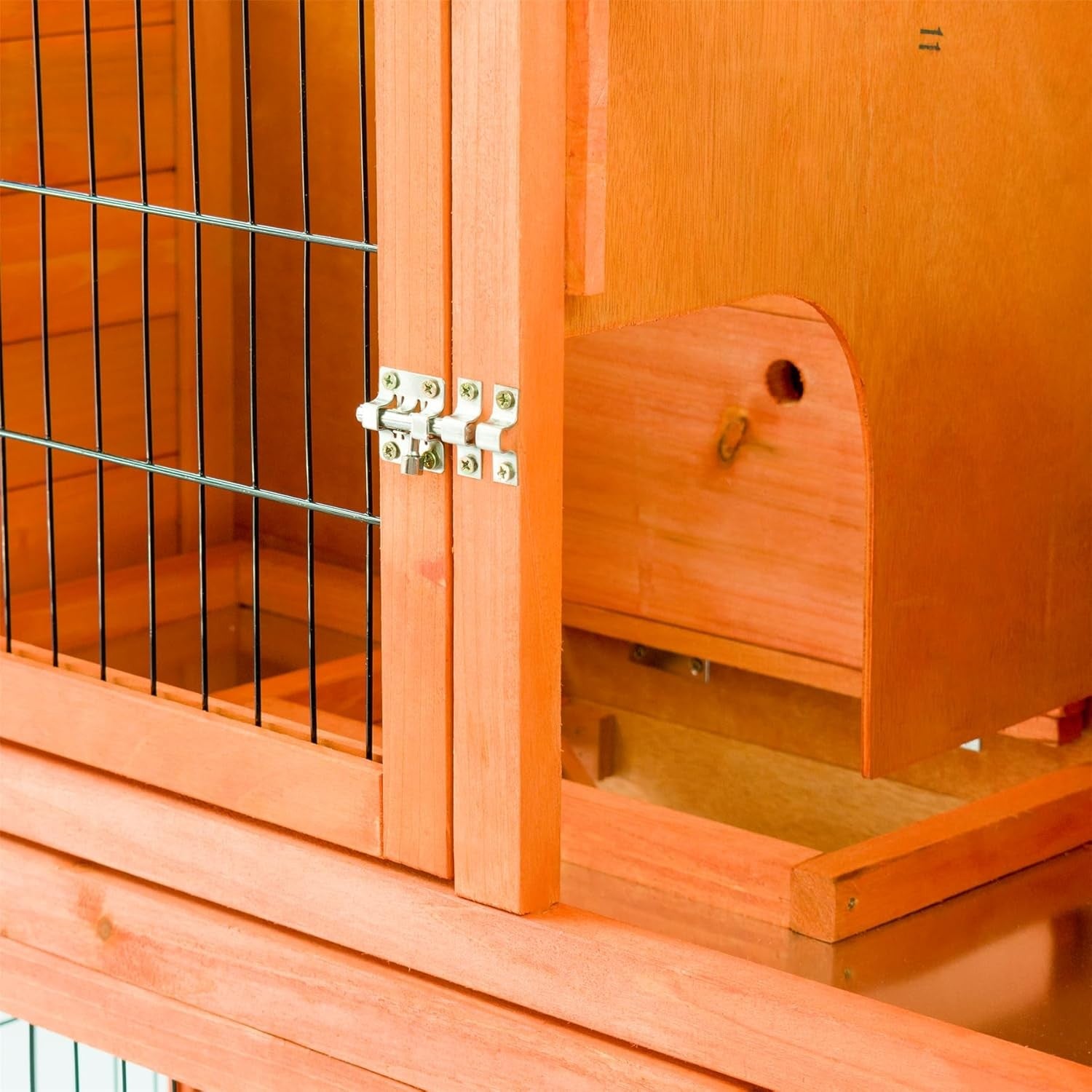 3ft Rabbit Hutch Double Decker Outdoor Wooden Guinea Pig Cage with Run Ramp