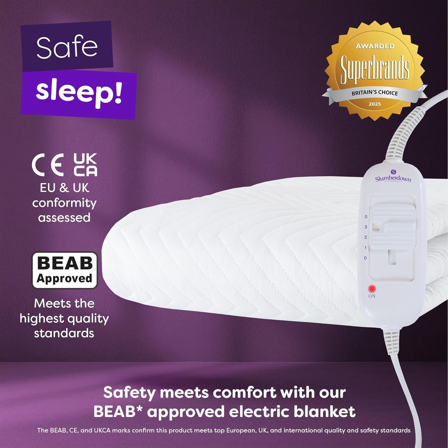 Double Electric Underblanket Quilted Warm Energy Saving 3 Heat Settings 150x120c