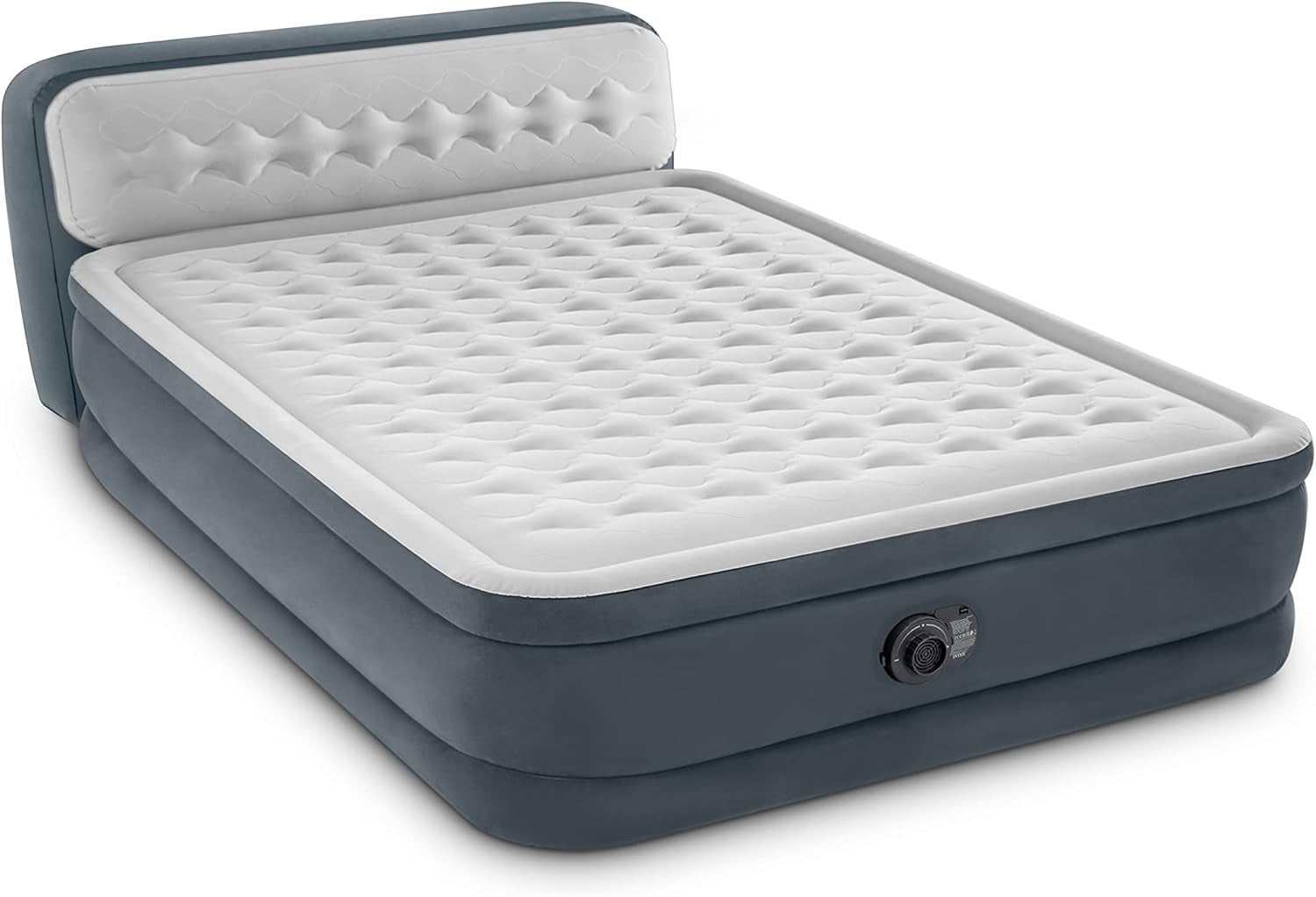 Queen Inflatable Air Bed w/ Headboard Built-In Pump Durable PVC
