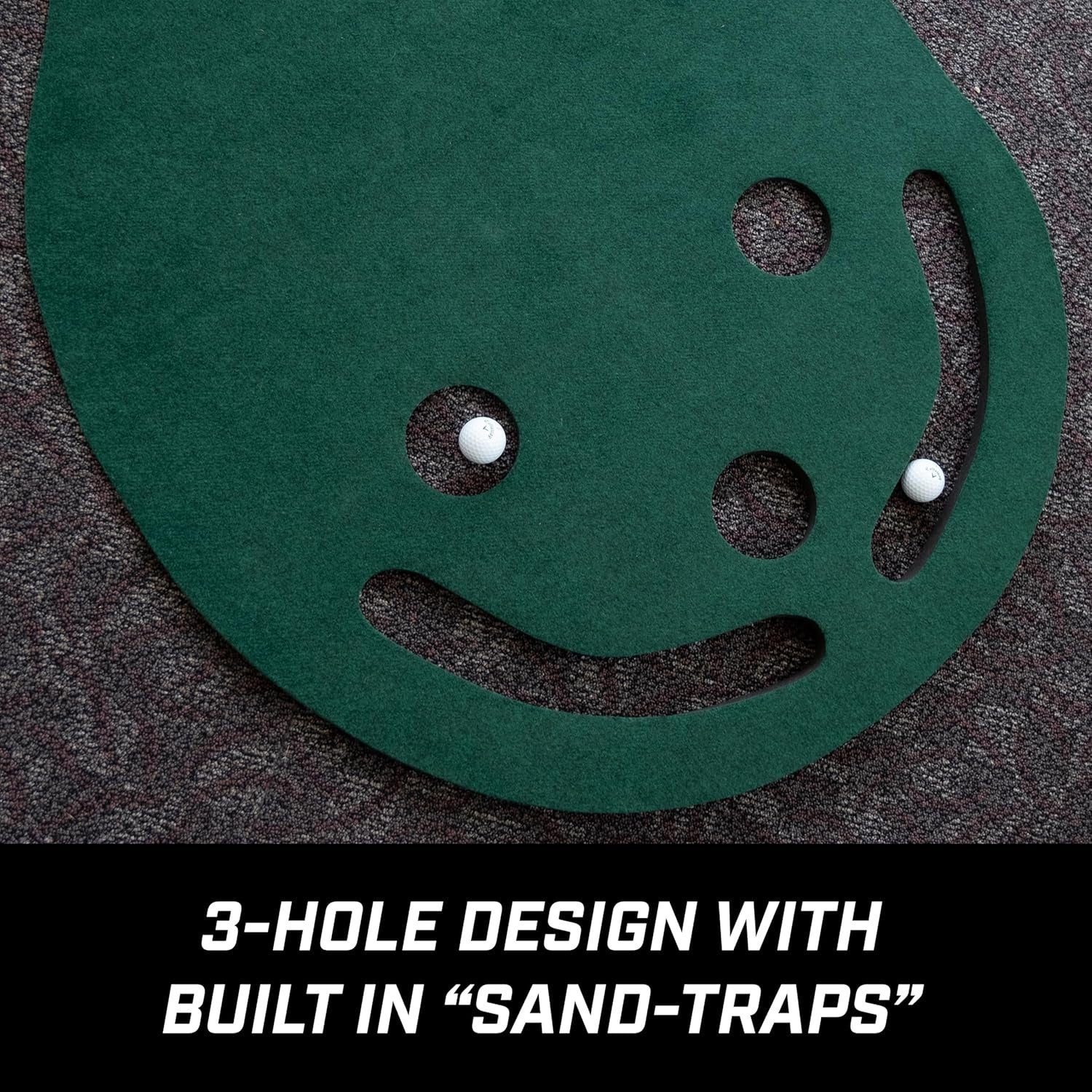 Golf Putting Mat 3x3ft Training Green 3 Hole Practice Indoor Outdoor