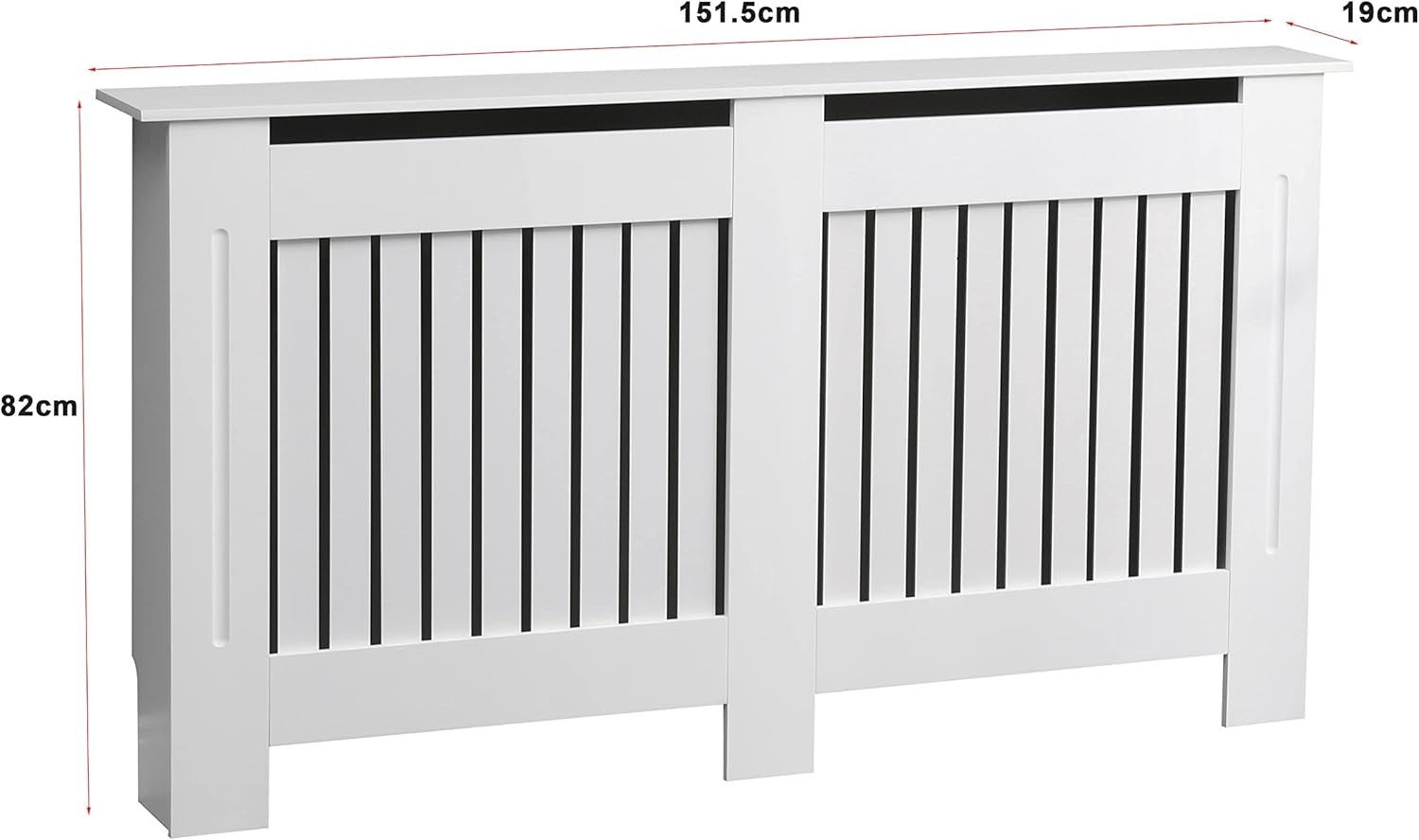 Large White Radiator Cover | Modern MDF Vertical Slat Cabinet – Elegant Design