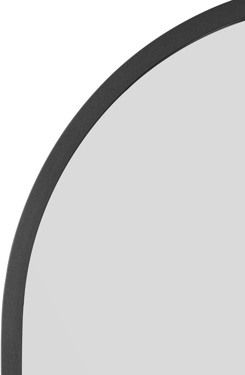 Modern Black Metal Arched Wall Mirror 140x70cm Leaner & Wall Mount