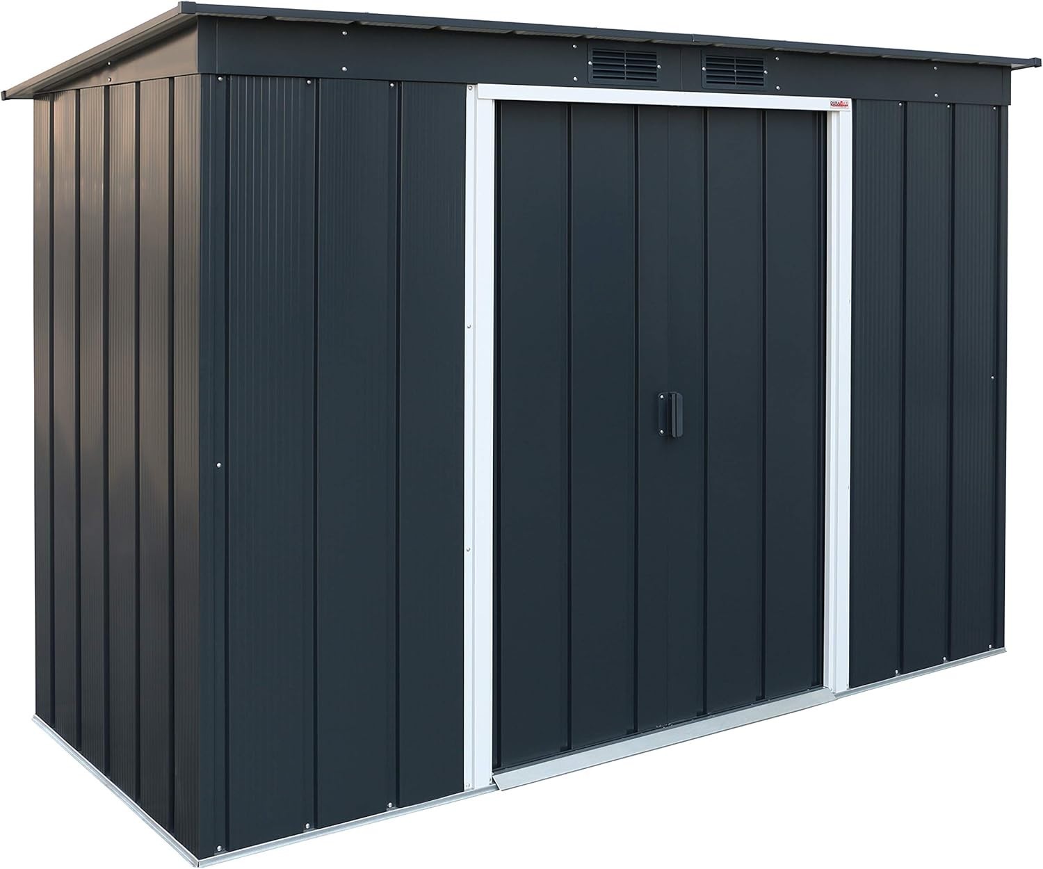 Metal Garden Storage Shed 8x4ft Pent Roof Waterproof Outdoor, Shed Anthracite