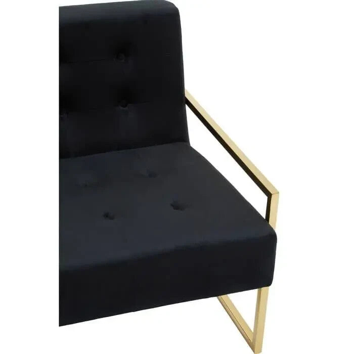 Black Velvet Lounge Chair Gold Metal Frame Modern Boutique Accent Armchair