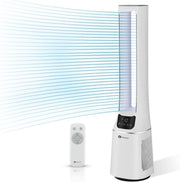 2-in-1 Bladeless Tower Fan Air Purifier HEPA Filter 10-Speed Remote White Quiet