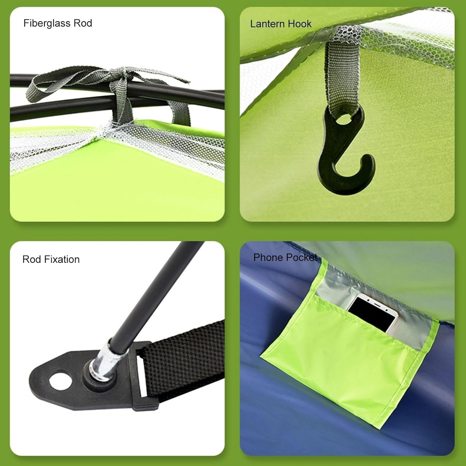2 Person Lightweight Camping Tent Aluminium Poles Army Green