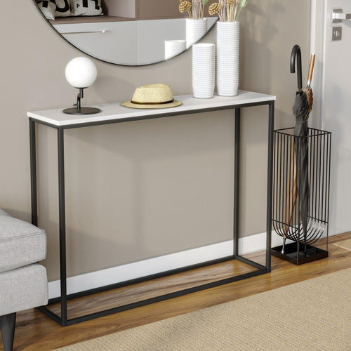 Wooden Hallway Console Table with Metal Legs – Modern Industrial Storage