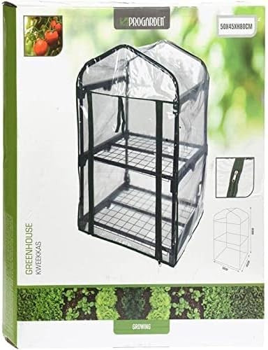 2-Tier Mini Greenhouse with Metal Frame & Clear Zipped Cover for Plants