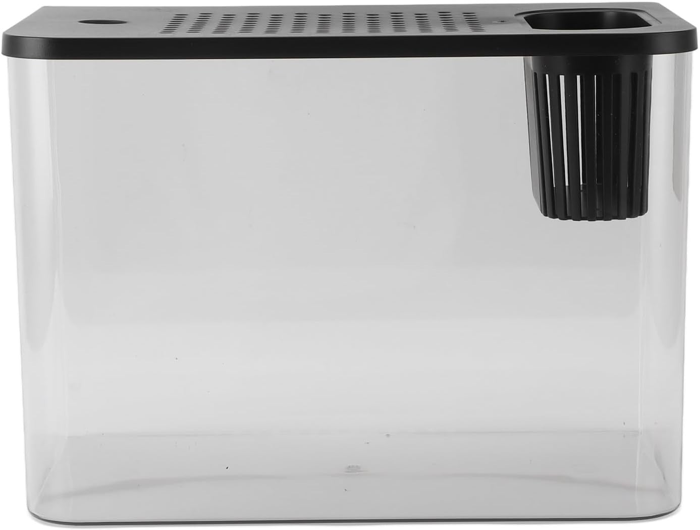 Desktop Betta Fish Tank Mini Aquarium Bowl with Lid Clear Plastic Black