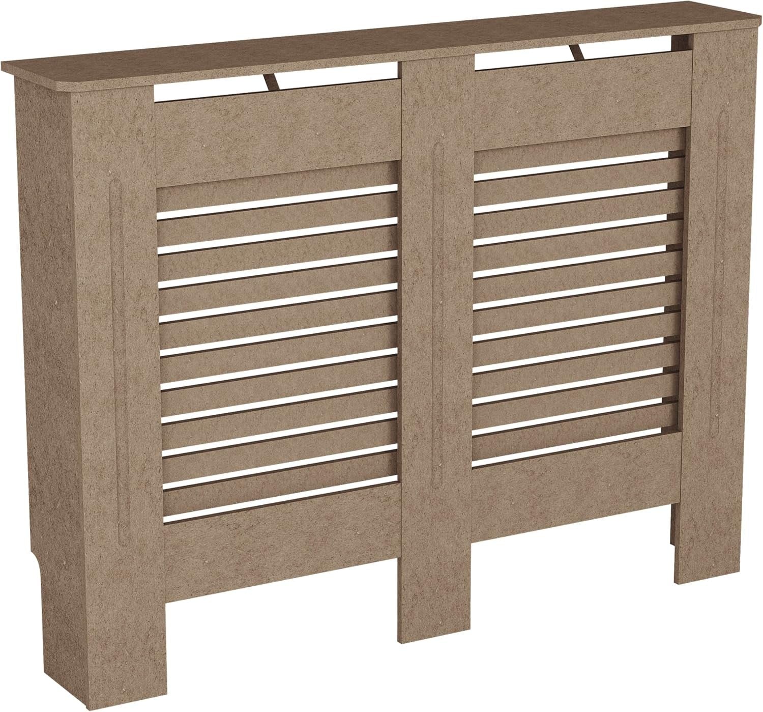 Medium MDF Radiator Cover 111cm Unpainted Slatted Heating Cabinet Modern