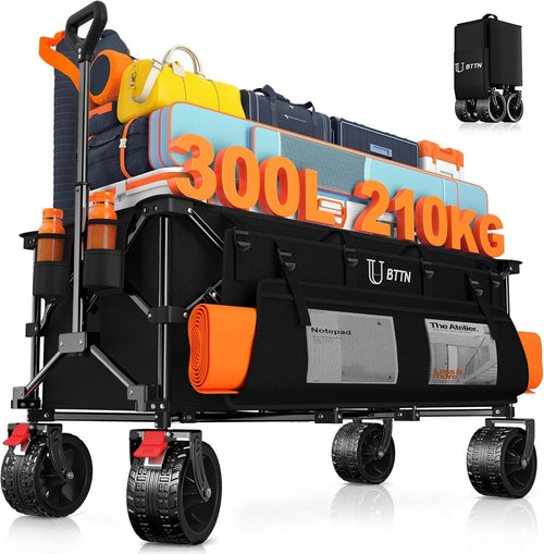 300L Heavy Duty Folding Garden Trolley Cart 210kg All Terrain Wheels
