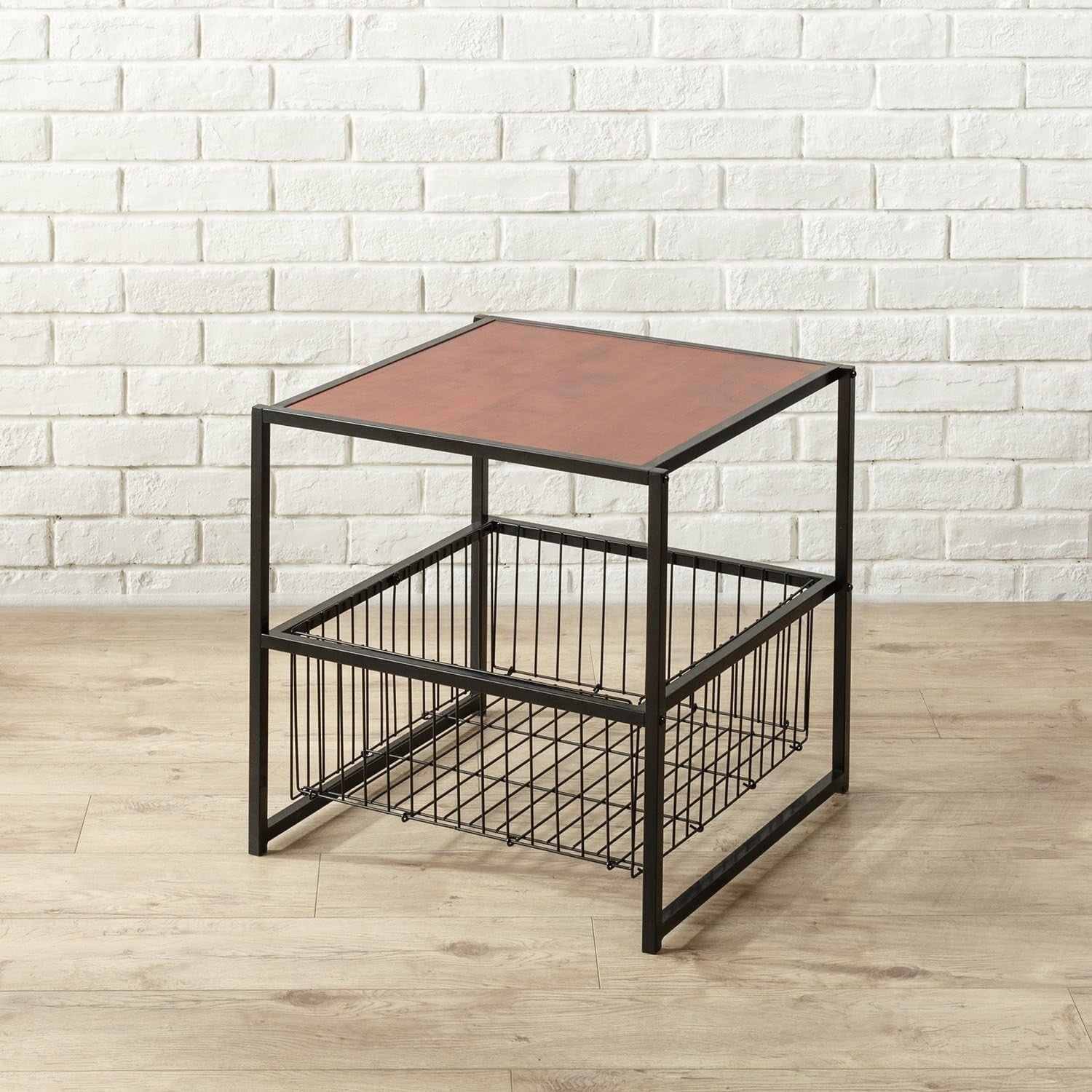 Square Side Table 51x51x51 cm | Nightstand & End Table w/ Shelf