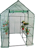 8-Shelf Walk-In Greenhouse with Waterproof PE Cover & Metal Frame 143x143x195cm