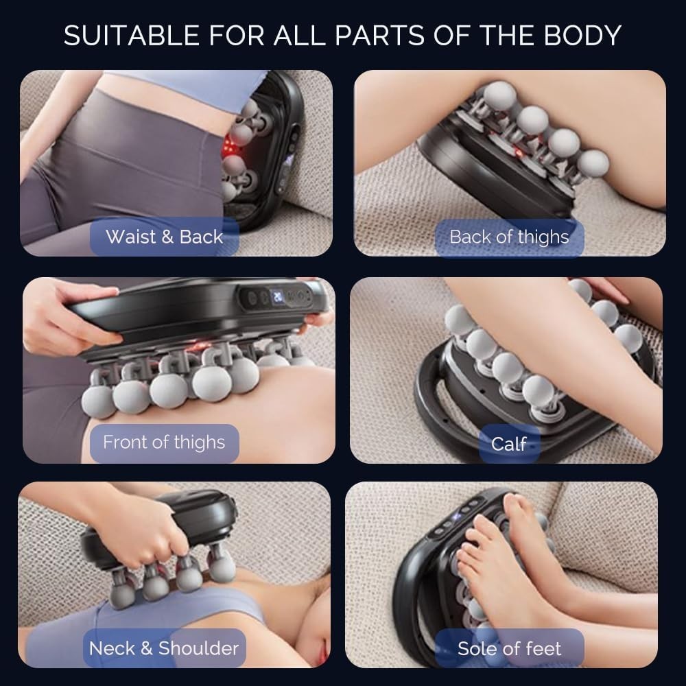 Deep Tissue Massage Gun 16 Head Multi-Node Heated Muscle Relief Full Body