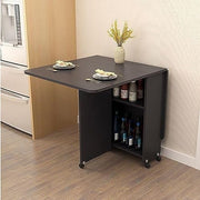 Foldable Wood Dining Table with Wheels & Storage for Small Spaces