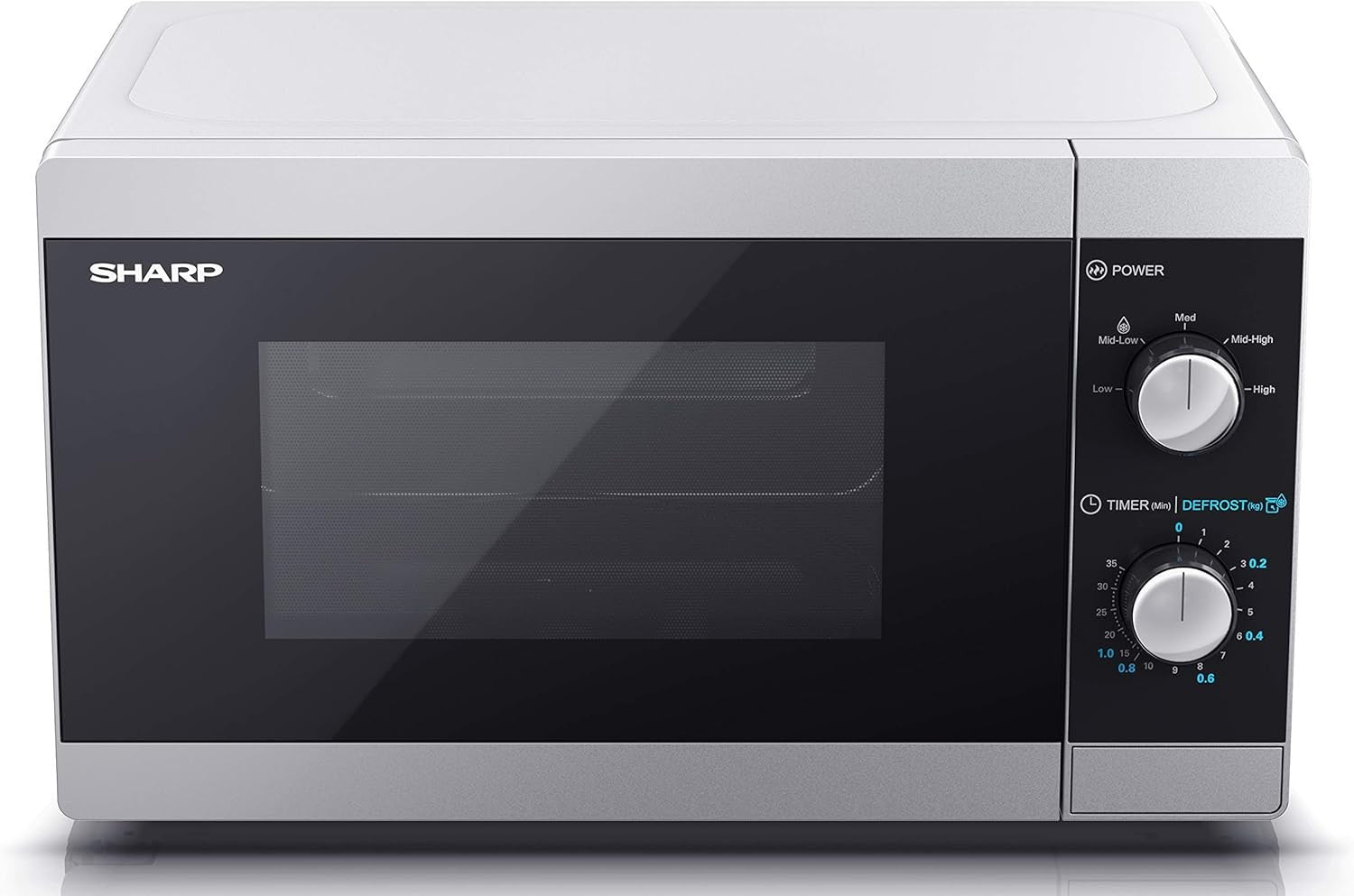 20L 800W Manual Microwave Silver 5 Power Defrost LED