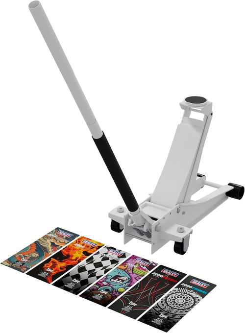 2 Ton Low Entry Trolley Jack Rocket Lift Custom Design 85–430mm White Heavy Duty