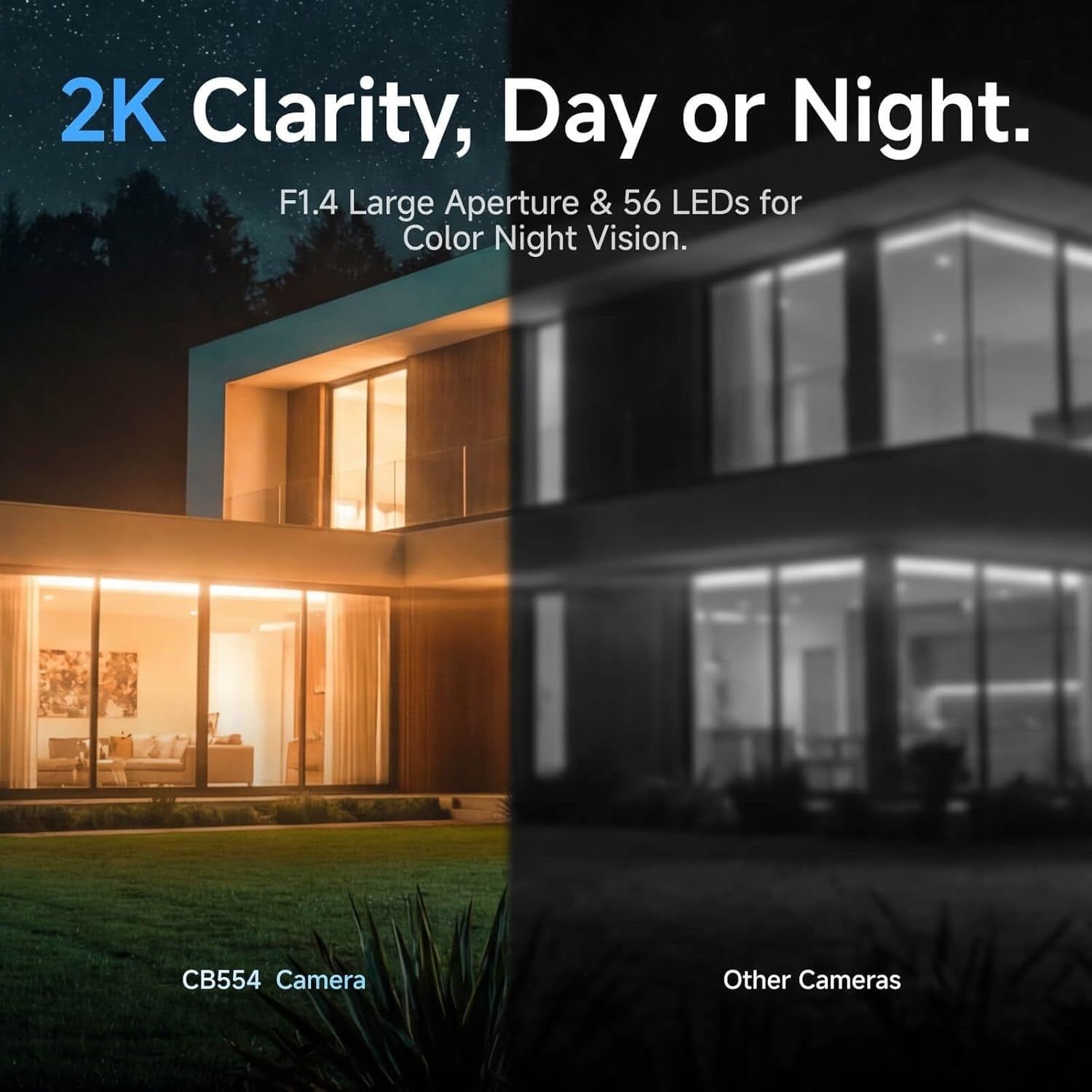2K Wireless Security Camera Outdoor WiFi AI Detection Color Night