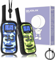 Kids Rechargeable Walkie Talkies 2 Pack Long Range VOX Flashlight Camo