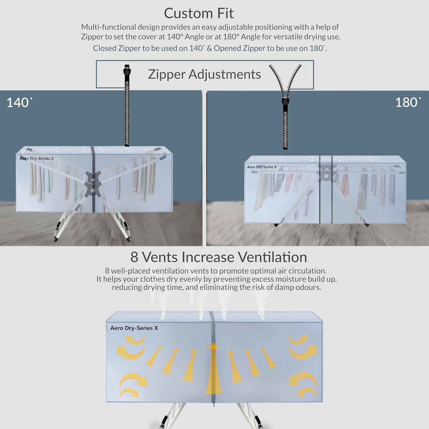 Heated Clothes Airer 320W Folding Drying Rack with Cover 26 Heated Rails