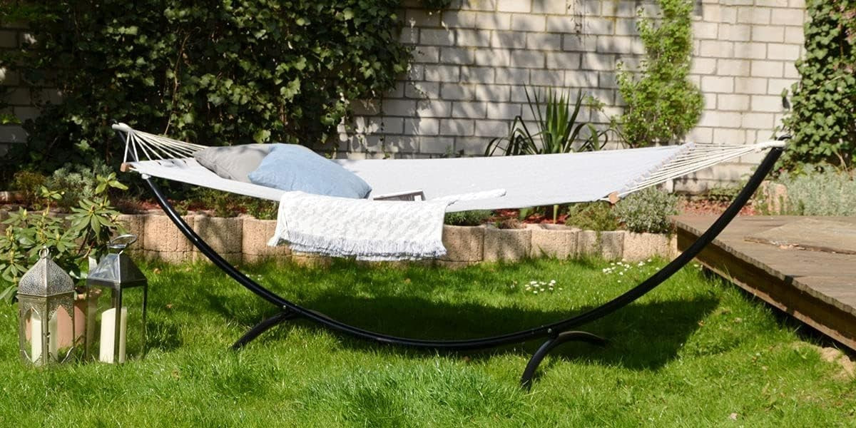 XXL Double Cotton Hammock with Wooden Spreader Bars 295x120cm – Indoor & Outdoor
