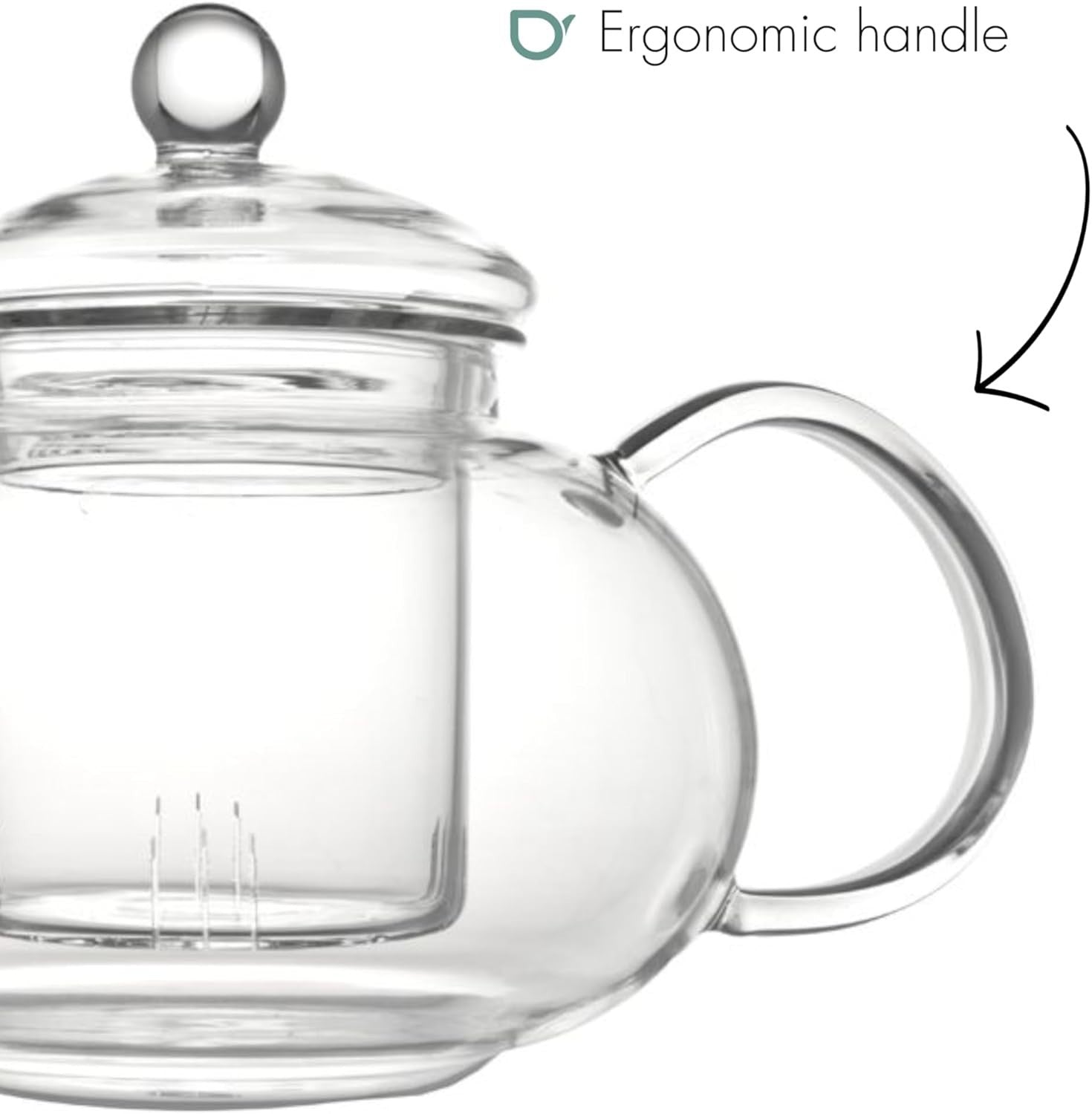 1.5L Glass Teapot with Filter Borosilicate Tea Pot Dishwasher Safe