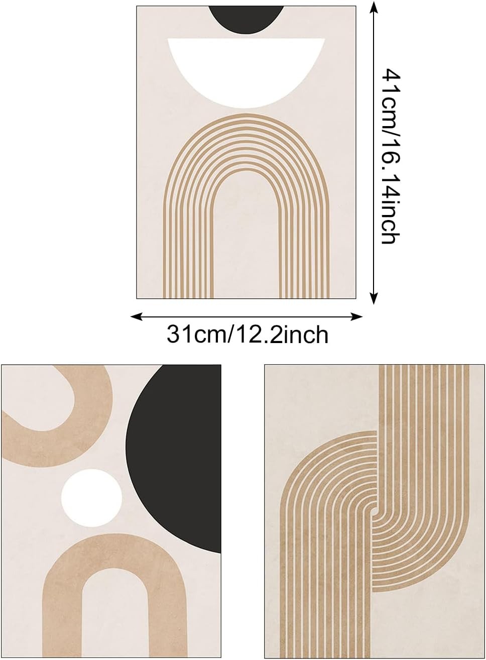 Abstract Geometric Wall Art Set of 3 30x40cm Canvas